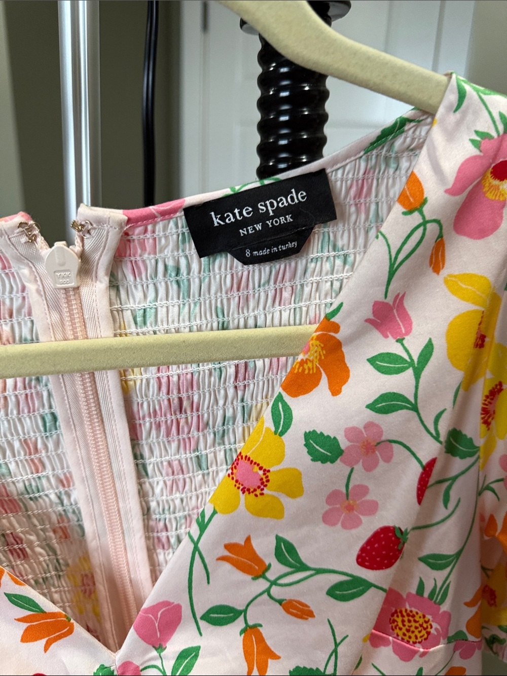 kate spade White Floral Puff Sleeve V-Neck Dress - Picture 3 of 5